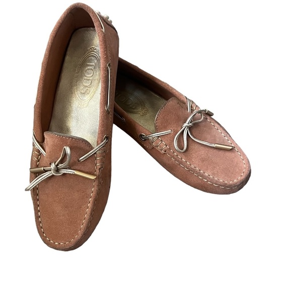 Tod's Tie-fastening Suede Loafers Ligtht Brown Size IT 36/ US 6 - Picture 3 of 15